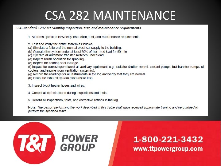 CSA 282 MAINTENANCE 