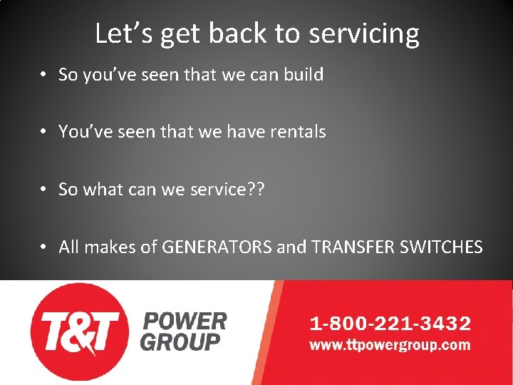 Let’s get back to servicing • So you’ve seen that we can build •