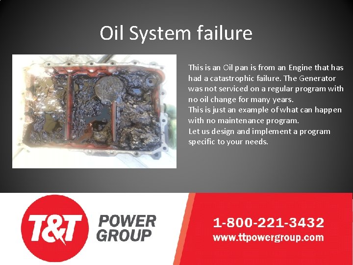 Oil System failure This is an Oil pan is from an Engine that has