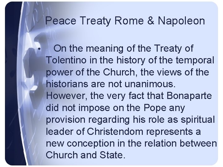 Peace Treaty Rome & Napoleon • On the meaning of the Treaty of Tolentino