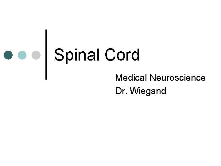 Spinal Cord Medical Neuroscience Dr. Wiegand 