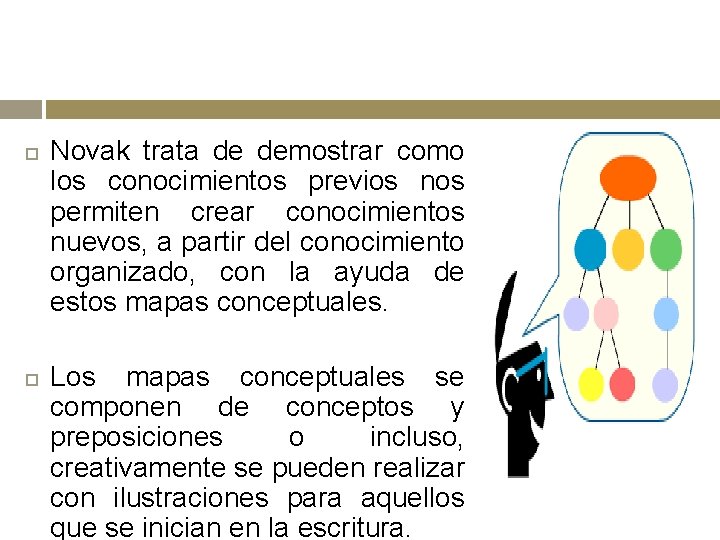  Novak trata de demostrar como los conocimientos previos nos permiten crear conocimientos nuevos,