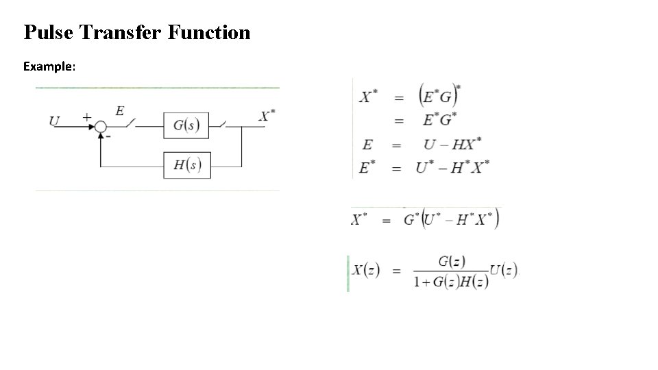 Pulse Transfer Function Example: 