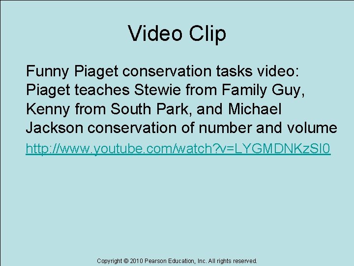 Video Clip Funny Piaget conservation tasks video: Piaget teaches Stewie from Family Guy, Kenny