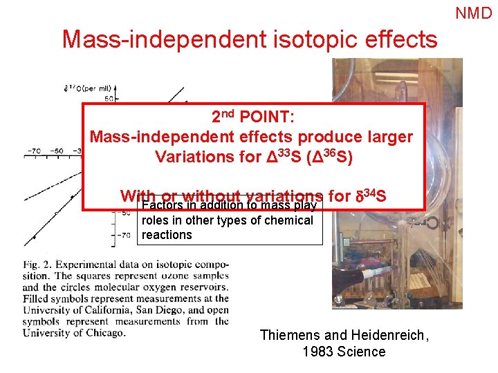 NMD Mass-independent isotopic effects 2 nd POINT: Mass-independent effects produce larger Variations for Δ