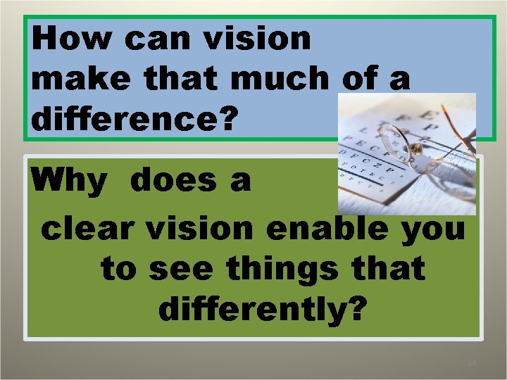 How can vision make that much of a difference? Why does a clear vision