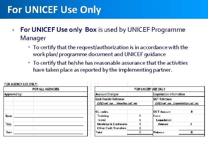 For UNICEF Use Only • For UNICEF Use only Box is used by UNICEF