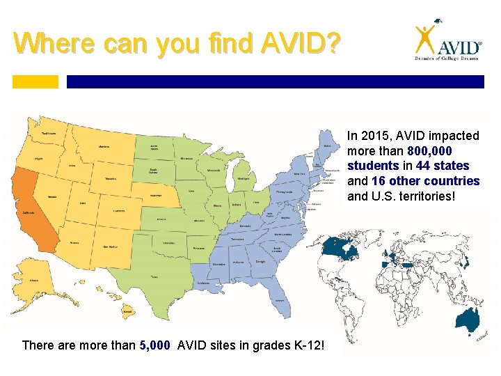 Where can you find AVID? In 2015, AVID impacted more than 800, 000 students