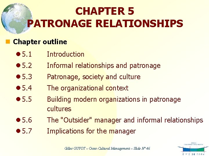 CHAPTER 5 PATRONAGE RELATIONSHIPS n Chapter outline l 5. 1 Introduction l 5. 2