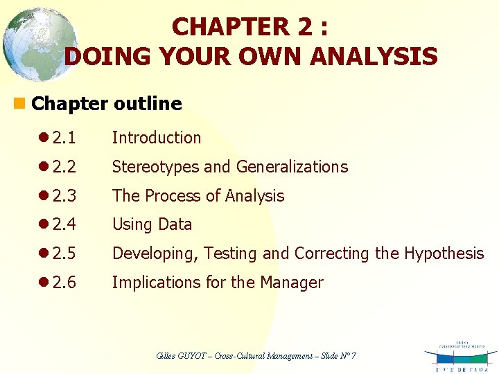 CHAPTER 2 : DOING YOUR OWN ANALYSIS n Chapter outline l 2. 1 Introduction