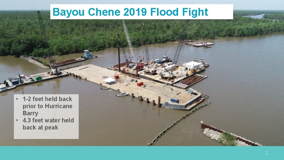 Bayou Chene 2019 Flood Fight • 1 -2 feet held back prior to Hurricane