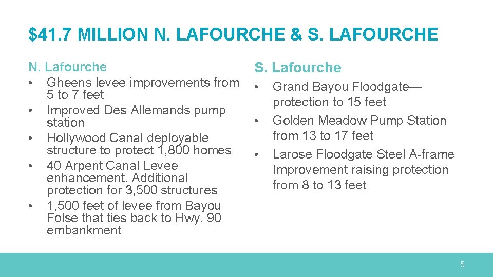 $41. 7 MILLION N. LAFOURCHE & S. LAFOURCHE N. Lafourche • Gheens levee improvements