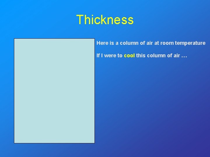 Thickness Here is a column of air at room temperature If I were to