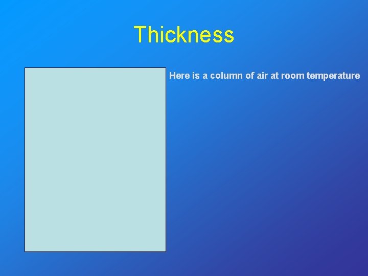 Thickness Here is a column of air at room temperature 
