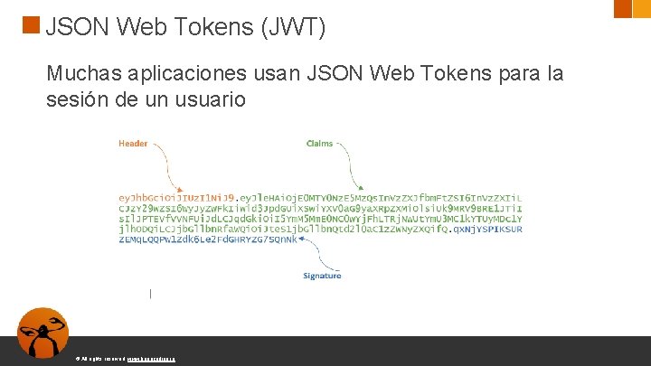 JSON Web Tokens (JWT) Muchas aplicaciones usan JSON Web Tokens para la sesión de