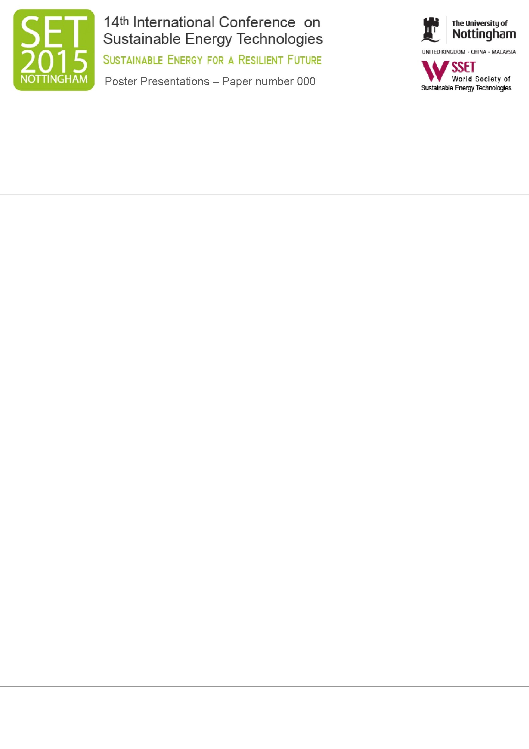 Poster Presentations – Paper number 000 