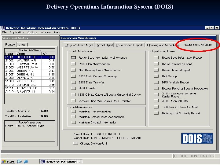 Delivery Operations Information System (DOIS) 