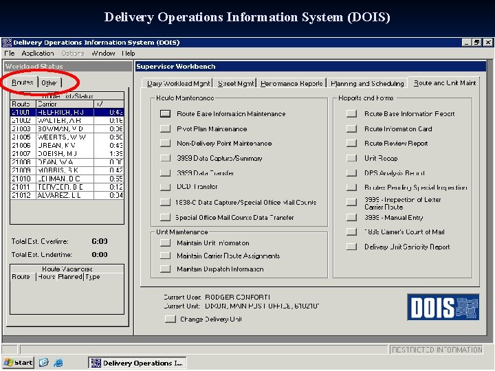 Delivery Operations Information System (DOIS) 