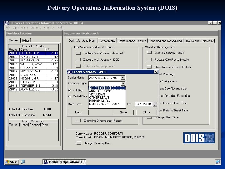 Delivery Operations Information System (DOIS) 