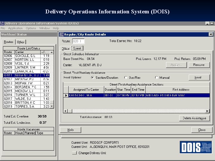 Delivery Operations Information System (DOIS) 