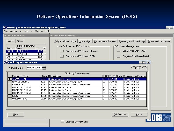 Delivery Operations Information System (DOIS) 