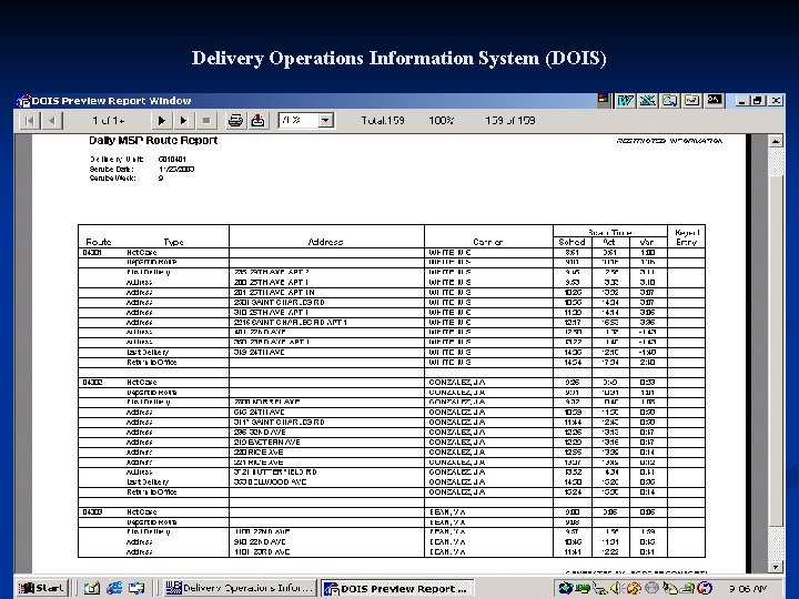 Delivery Operations Information System (DOIS) 