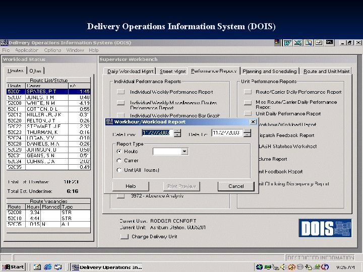 Delivery Operations Information System (DOIS) 