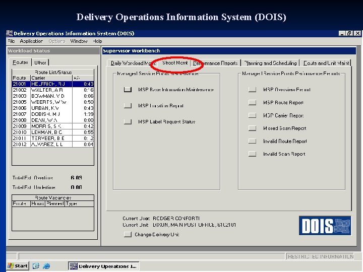 Delivery Operations Information System (DOIS) 