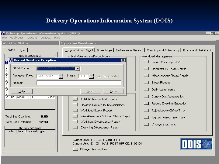 Delivery Operations Information System (DOIS) 