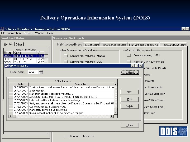 Delivery Operations Information System (DOIS) 