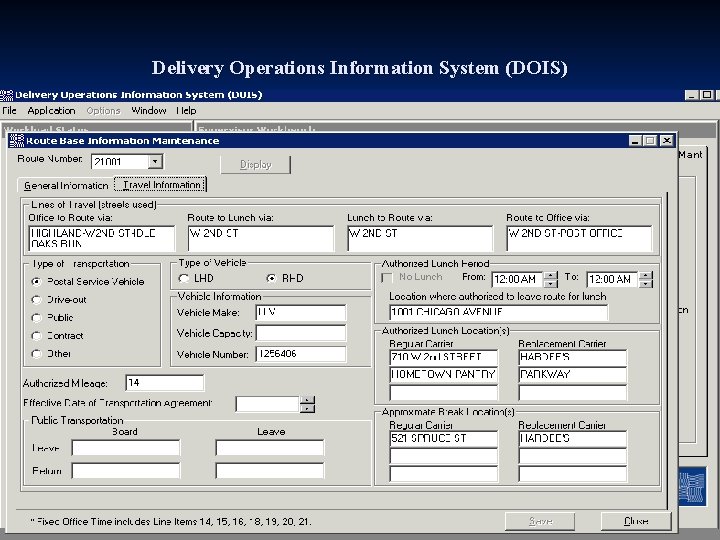 Delivery Operations Information System (DOIS) 