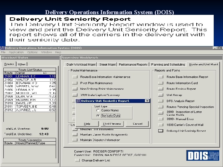 Delivery Operations Information System (DOIS) 