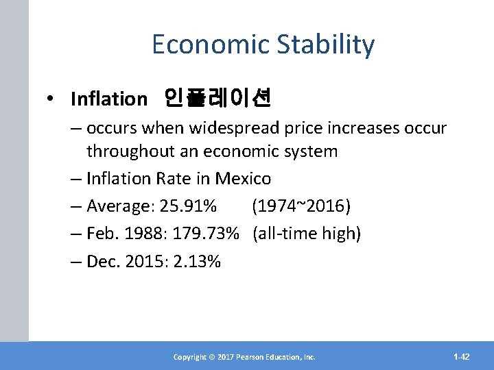 Economic Stability • Inflation 인플레이션 – occurs when widespread price increases occur throughout an