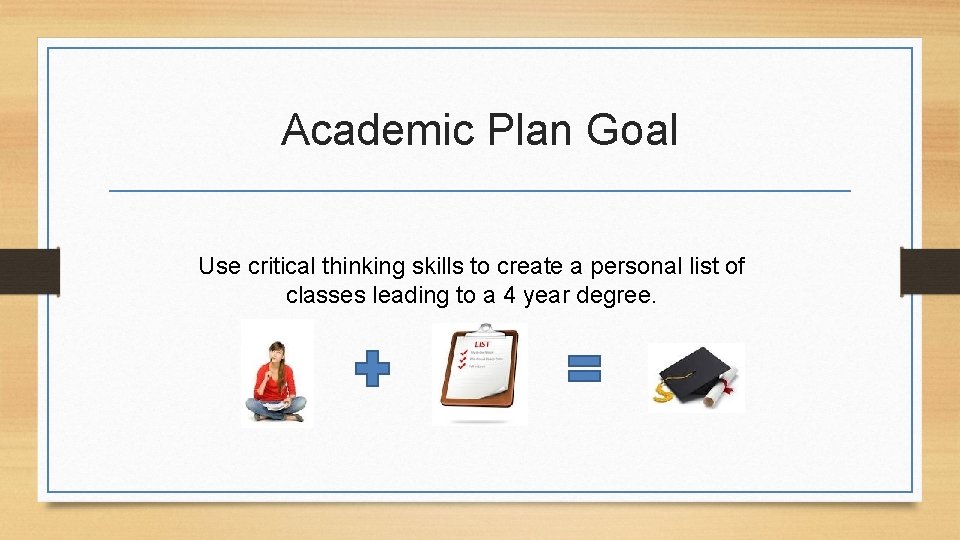 Academic Plan Goal Use critical thinking skills to create a personal list of classes