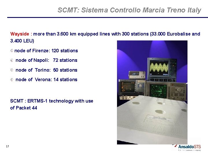 SCMT: Sistema Controllo Marcia Treno Italy Wayside : more than 3. 600 km equipped