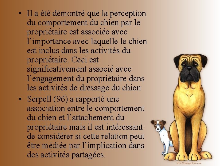  • Il a été démontré que la perception du comportement du chien par