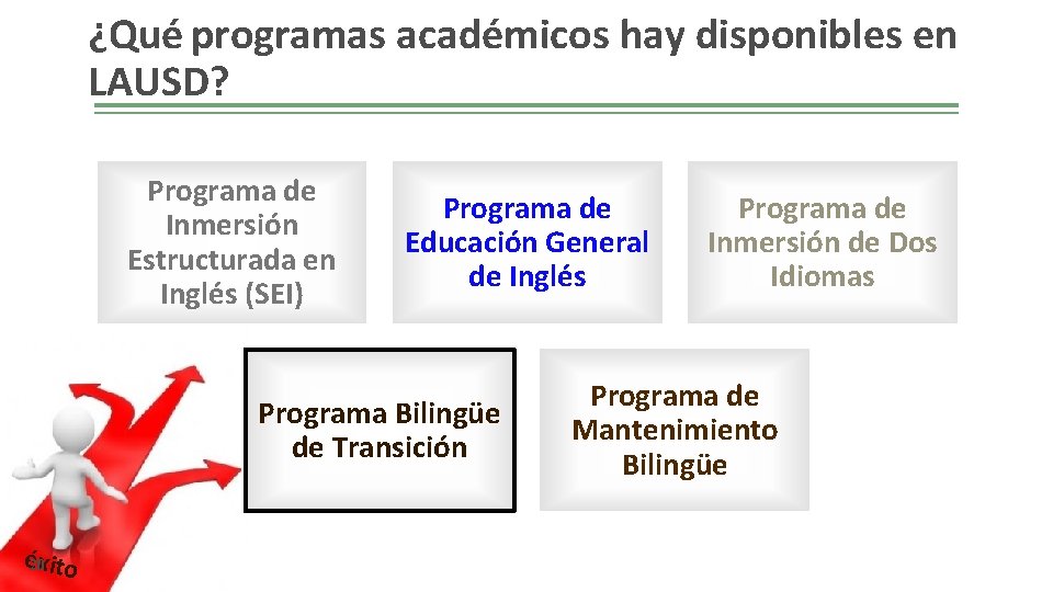 ¿Qué programas académicos hay disponibles en LAUSD? Programa de Inmersión Estructurada en Inglés (SEI)