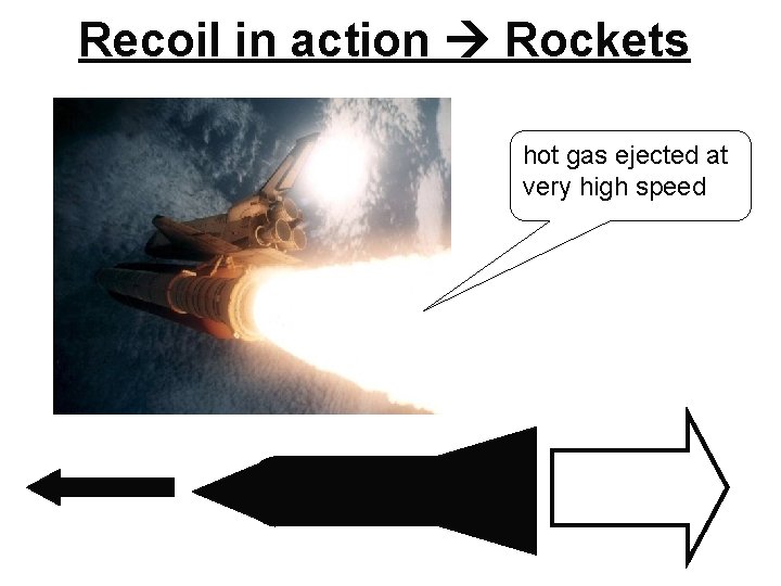 Recoil in action Rockets hot gas ejected at very high speed 