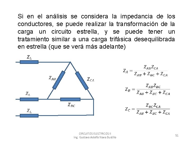 Si en el análisis se considera la impedancia de los conductores, se puede realizar