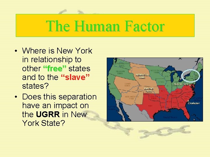 The Human Factor • Where is New York in relationship to other “free” states The Human Factor • Where is New York in relationship to other “free” states