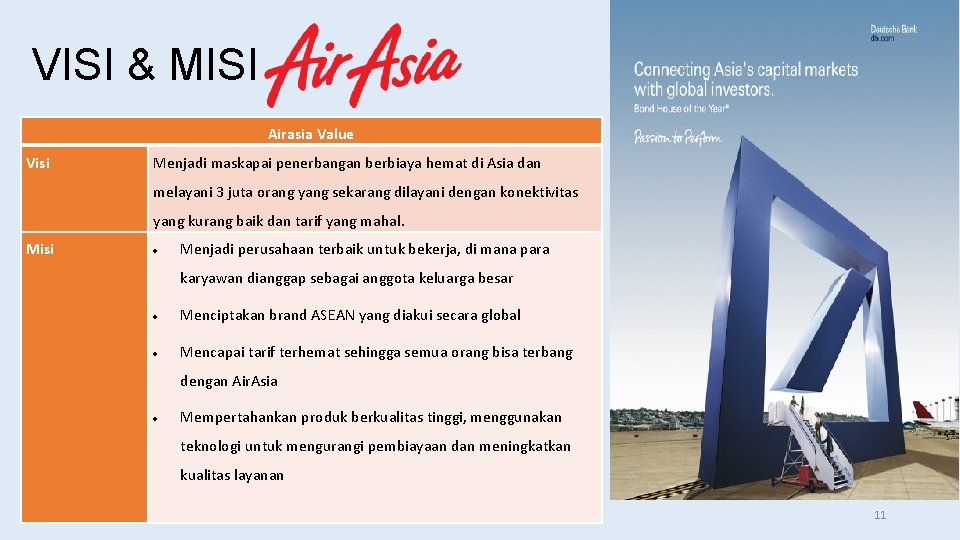 VISI & MISI Airasia Value Visi Menjadi maskapai penerbangan berbiaya hemat di Asia dan