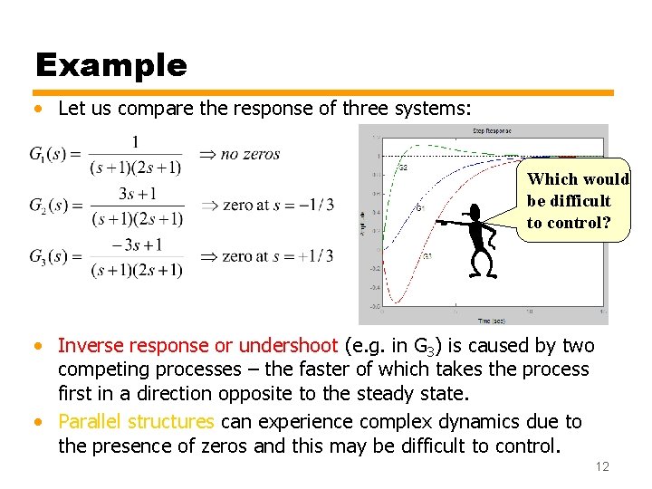 Example • Let us compare the response of three systems: Which would be difficult