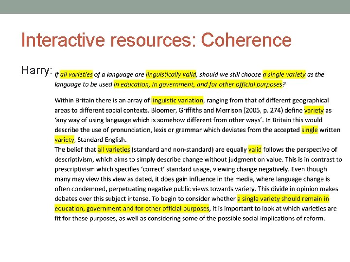 Interactive resources: Coherence Harry: 