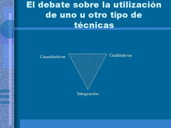 El debate sobre la utilización de uno u otro tipo de técnicas Cualitativas Cuantitativas