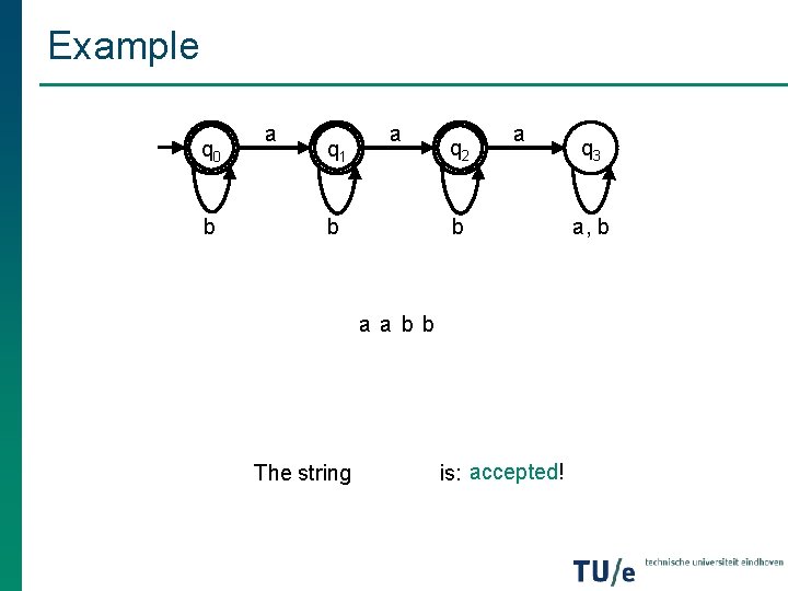 Example q 0 b a q 1 a b q 2 a b a