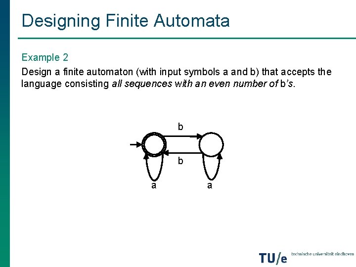 Designing Finite Automata Example 2 Design a finite automaton (with input symbols a and