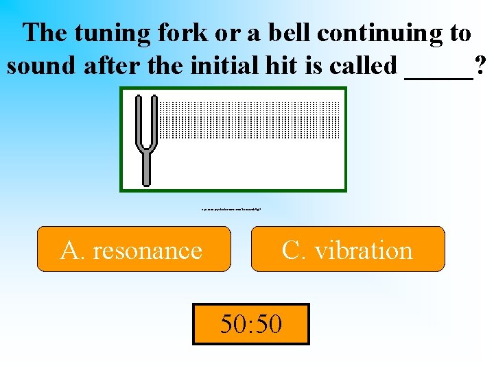 The tuning fork or a bell continuing to sound after the initial hit is