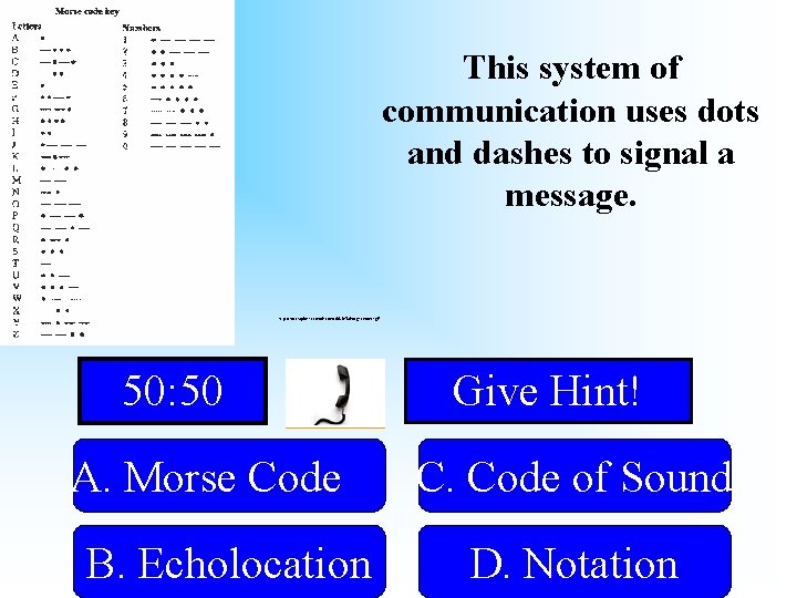 This system of communication uses dots and dashes to signal a message. http: //nasaexplores.