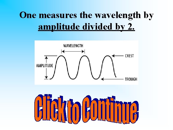 One measures the wavelength by amplitude divided by 2. D. . 