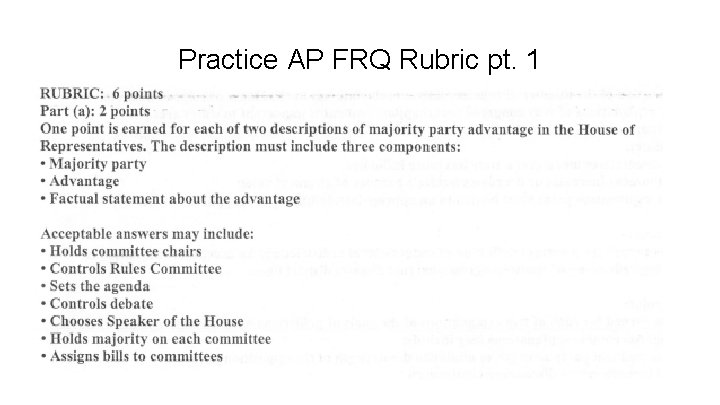 Practice AP FRQ Rubric pt. 1 